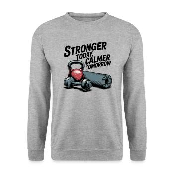 Stronger Today, Calmer Tomorrow – Fit & Zen - Unisex Sweatshirt - salt & pepper - Front - Alina (178cm) & Michal (187cm)