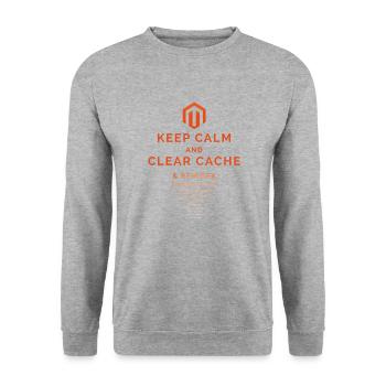 Keep Calm and Clear Cache Magento - Unisex Pullover - Weißgrau meliert - Vorne - Alina (178cm) & Michal (187cm)