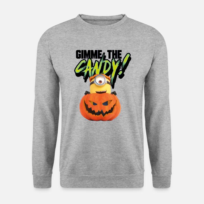 Minions Stuart Gib Mir Süßigkeiten - Unisex Pullover - Weißgrau meliert