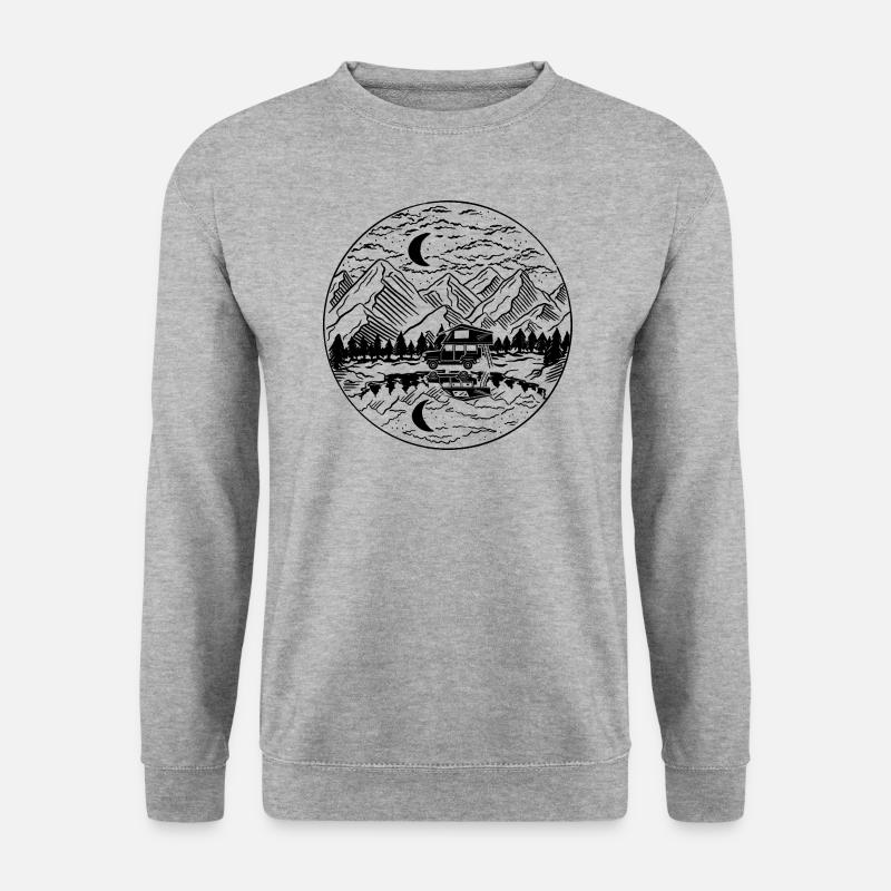 Dachzelt Camper | Camping Geschenk Dachzelten - Unisex Pullover - Weißgrau meliert