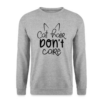 KATZENHAARE SIND EGAL KATZE MIAU WITZ SPRUCH MOTIV - Unisex Pullover - Weißgrau meliert - Vorne - Alina (178cm) & Michal (187cm)