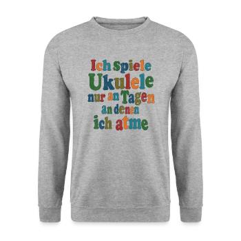 Je ne joue du ukulélé que les jours où je respire - Sweat-shirt Unisexe - gris chiné - Devant - Alina (178cm) & Michal (187cm)
