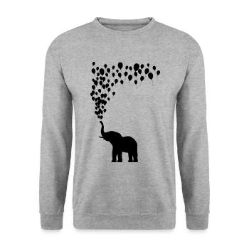 Elefant Luftballon Freude Spiel Spass Geschenk - Unisex Pullover - Weißgrau meliert - Vorne - Alina (178cm) & Michal (187cm)
