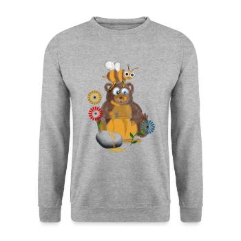 Honey Bear in the Sunset - Unisex Sweatshirt - salt & pepper - Front - Alina (178cm) & Michal (187cm)
