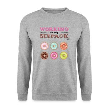 Working on my sixpack - Unisex Pullover - Weißgrau meliert - Vorne - Alina (178cm) & Michal (187cm)
