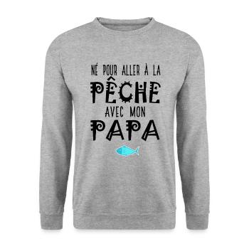 né pour aller à la pêche avec mon papa père fils - Sweat-shirt Unisexe - gris chiné - Devant - Alina (178cm) & Michal (187cm)