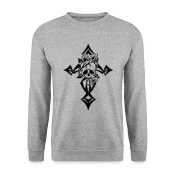Gothic cross - Unisex Sweatshirt - salt & pepper - Front - Alina (178cm) & Michal (187cm)