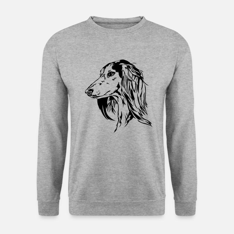 SALUKI Portrait Windhunde Windhund Wilsigns - Unisex Pullover - Weißgrau meliert
