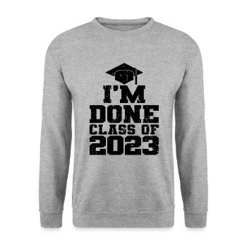 J’ai terminé le cadeau de la fête de fin d’études de la classe 2023 - Sweat-shirt Unisexe - gris chiné - Devant - Alina (178cm) & Michal (187cm)