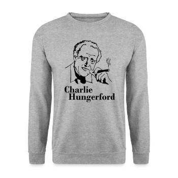 Charlie Hungerford 2 - Unisex Pullover - Weißgrau meliert - Vorne - Alina (178cm) & Michal (187cm)