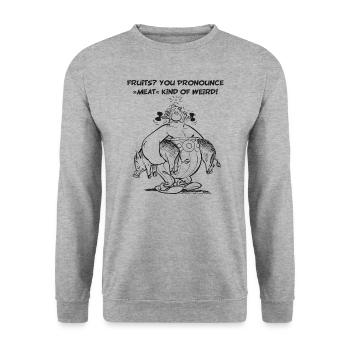 Asterix Fruits B W - Sweat-shirt Unisexe - gris chiné - Devant - Alina (178cm) & Michal (187cm)