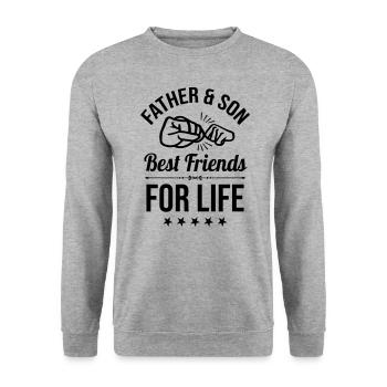 Vater und Sohn Faustcheck beste Freunde Faust Papa - Unisex Pullover - Weißgrau meliert - Vorne - Alina (178cm) & Michal (187cm)