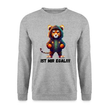 Ist mir Egal Tiger: Unabhängig - Unisex Pullover - Weißgrau meliert - Vorne - Alina (178cm) & Michal (187cm)