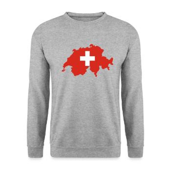 SCHWEIZ SWITZERLAND SWISS LAND UMRISS T-SHIRT - Unisex Pullover - Weißgrau meliert - Vorne - Alina (178cm) & Michal (187cm)
