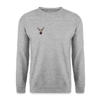 Hirsch Polygon - Unisex Pullover - Weißgrau meliert - Vorne - Alina (178cm) & Michal (187cm)