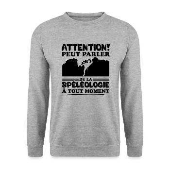 Parler de la spéléologie à tout moment - Sweat-shirt Unisexe - gris chiné - Devant - Alina (178cm) & Michal (187cm)