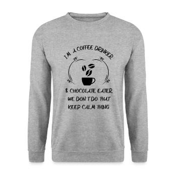 Kaffee Espresso Käffchen & Schokolade - Unisex Pullover - Weißgrau meliert - Vorne - Alina (178cm) & Michal (187cm)