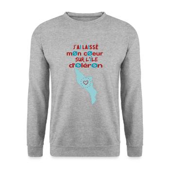 J'ai laissé mon cœur à l'île d'Oléron 2 - Sweat-shirt Unisexe - gris chiné - Devant - Alina (178cm) & Michal (187cm)