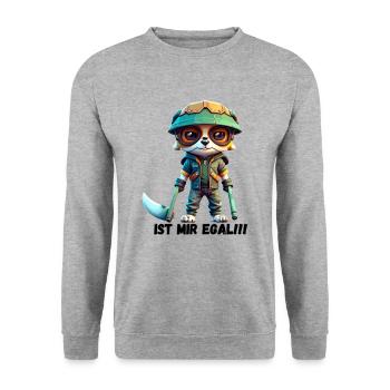 Egal? Gleichgültig? Vertreiben Sie die Bad Vibes - Unisex Pullover - Weißgrau meliert - Vorne - Alina (178cm) & Michal (187cm)