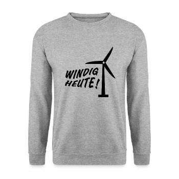 Windkraft, Windkrafträder, Sturm, Wind - Unisex Pullover - Weißgrau meliert - Vorne - Alina (178cm) & Michal (187cm)