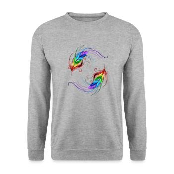 Pride rainboggen flag colorful feather LGBT - Unisex Sweatshirt - salt & pepper - Front - Alina (178cm) & Michal (187cm)