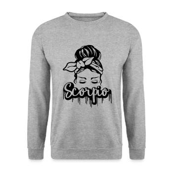 Signe du zodiaque Scorpion Messy Bun Girl - Sweat-shirt Unisexe - gris chiné - Devant - Alina (178cm) & Michal (187cm)