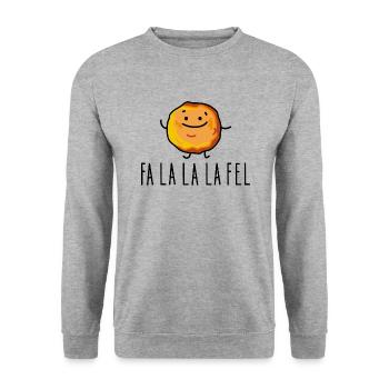 Veganer Falafel lustig - Unisex Pullover - Weißgrau meliert - Vorne - Alina (178cm) & Michal (187cm)