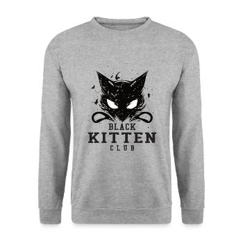 Black Cat - Unisex Pullover - Weißgrau meliert - Vorne - Alina (178cm) & Michal (187cm)