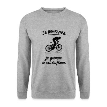 Je peux pas je grimpe le col du fémur - Sweat-shirt Unisexe - gris chiné - Devant - Alina (178cm) & Michal (187cm)