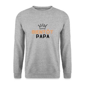 Bientôt Papa - Sweat-shirt Unisexe - gris chiné - Devant - Alina (178cm) & Michal (187cm)