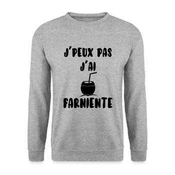 J’peux pas j’ai farniente - Sweat-shirt Unisexe - gris chiné - Devant - Alina (178cm) & Michal (187cm)
