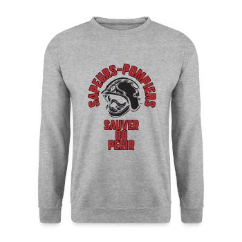 Sapeurs-pompiers sauver ou périr - Sweat-shirt Unisexe - gris chiné - Devant - Alina (178cm) & Michal (187cm)