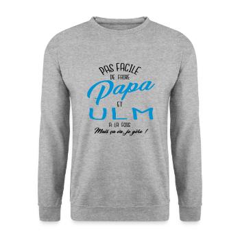 Papa et ULM - Sweat-shirt Unisexe - gris chiné - Devant - Alina (178cm) & Michal (187cm)