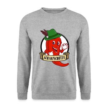 Schützenfest - Schützenverein - Scharfschütze - Unisex Pullover - Weißgrau meliert - Vorne - Alina (178cm) & Michal (187cm)