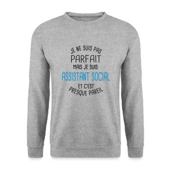 Pas parfait mais assistant social - Sweat-shirt Unisexe - gris chiné - Devant - Alina (178cm) & Michal (187cm)
