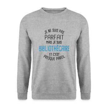 Pas parfait mais bibliothècaire - Sweat-shirt Unisexe - gris chiné - Devant - Alina (178cm) & Michal (187cm)