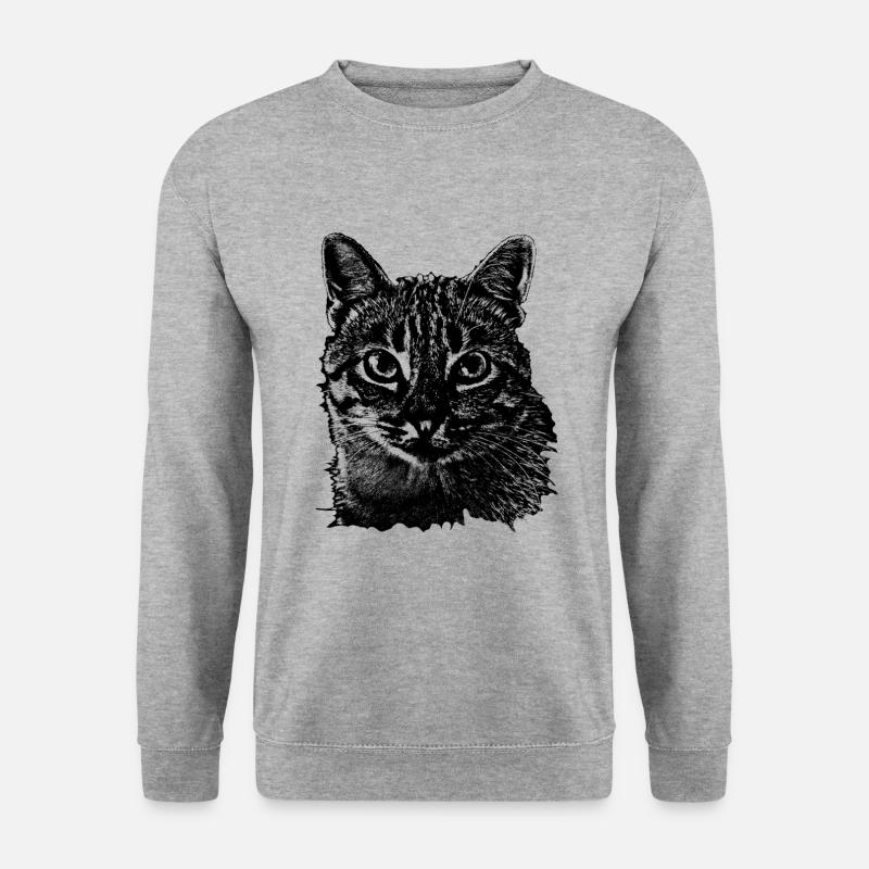 Katze cat - Unisex Pullover - Weißgrau meliert