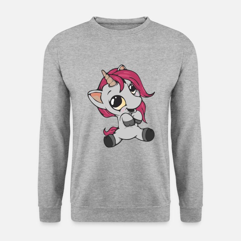 Niedliches Einhorn Kinder - Unisex Pullover - Weißgrau meliert