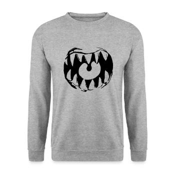 Große Klappe - Unisex Pullover - Weißgrau meliert - Vorne - Alina (178cm) & Michal (187cm)