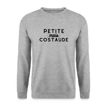 Petite mais costaude. t shirt fille humour - Sweat-shirt Unisexe - gris chiné - Devant - Alina (178cm) & Michal (187cm)