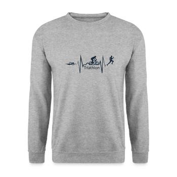 Triathlon Heartbeat - Triathlete - Unisex Sweatshirt - salt & pepper - Front - Alina (178cm) & Michal (187cm)