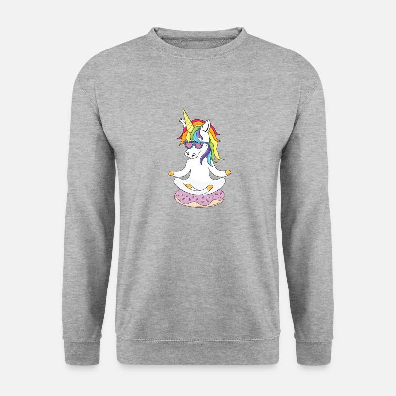 Einhorn Donut Dino Donut Kinder glasierte Süßigkeiten - Unisex Pullover - Weißgrau meliert
