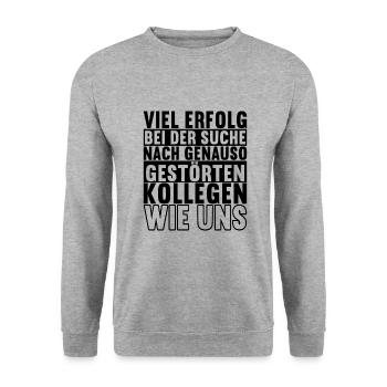 Abschiedsgeschenk Kollege Jobwechsel - Unisex Pullover - Weißgrau meliert - Vorne - Alina (178cm) & Michal (187cm)