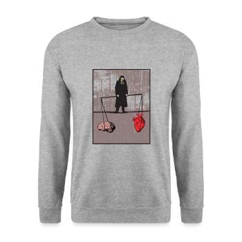 Heart and brain in balance - Unisex Sweatshirt - salt & pepper - Front - Alina (178cm) & Michal (187cm)