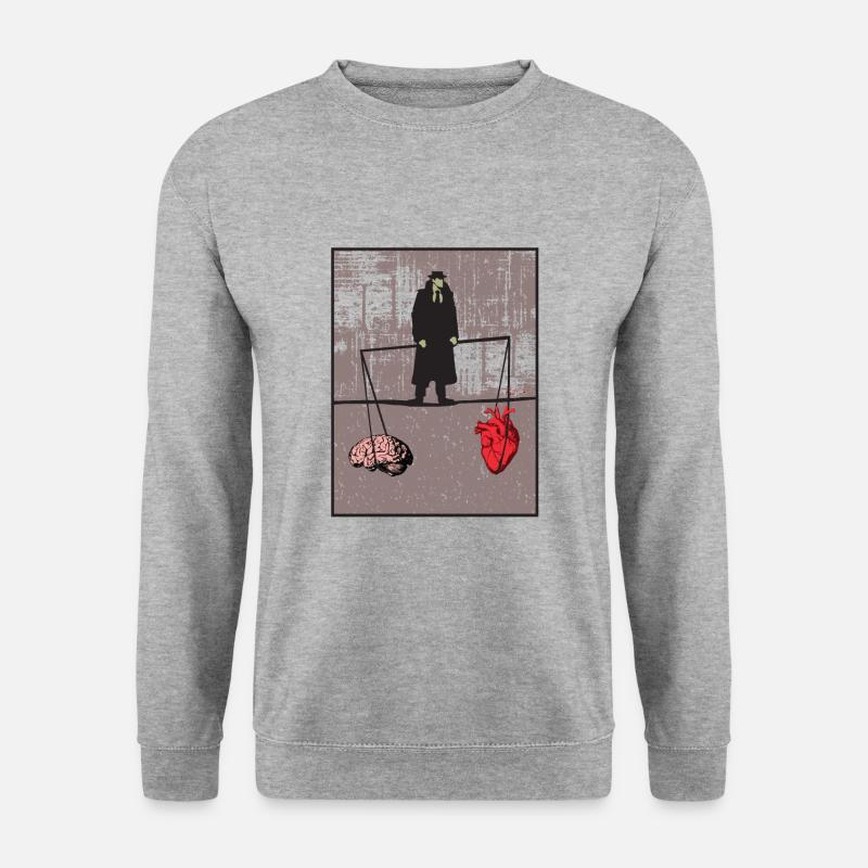 Herz und Hirn in Balance - Unisex Pullover - Weißgrau meliert