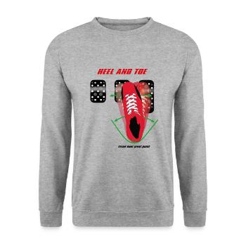 Ferse und Zehen - Unisex Pullover - Weißgrau meliert - Vorne - Alina (178cm) & Michal (187cm)