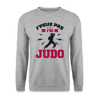 Ich kann nicht Judo - Unisex Pullover - Weißgrau meliert - Vorne - Alina (178cm) & Michal (187cm)