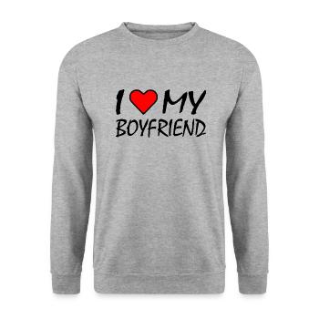 I love my boyfriend - Unisex Sweatshirt - salt & pepper - Front - Alina (178cm) & Michal (187cm)