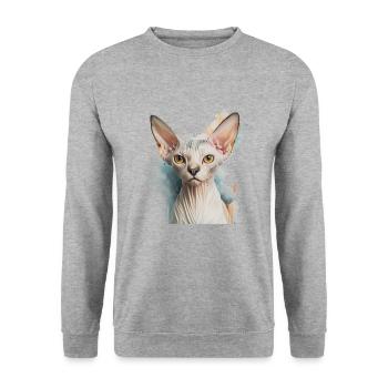 Chat Sphynx pour les amoureux des chats - Sweat-shirt Unisexe - gris chiné - Devant - Alina (178cm) & Michal (187cm)