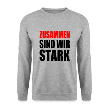 zusammen sind wir stark - Unisex Pullover - Weißgrau meliert - Vorne - Alina (178cm) & Michal (187cm)
